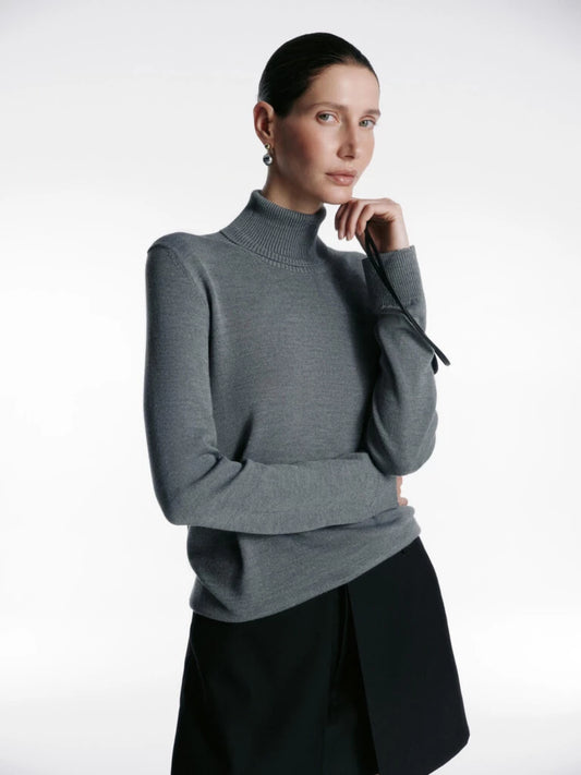 Grey Merino Turtleneck